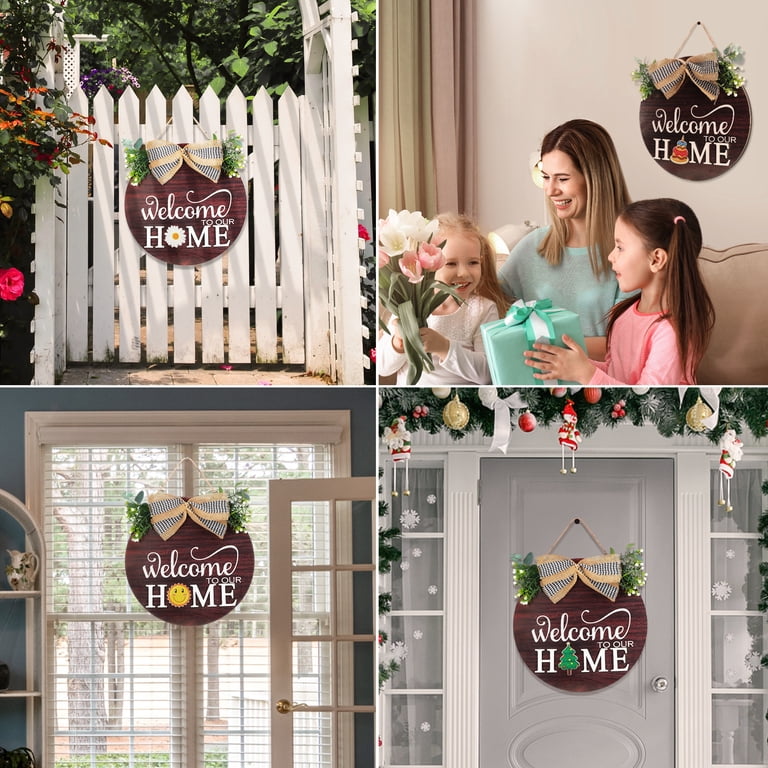Welcome to Our Home - Wood Pattern Welcome Sign for Door and Wall