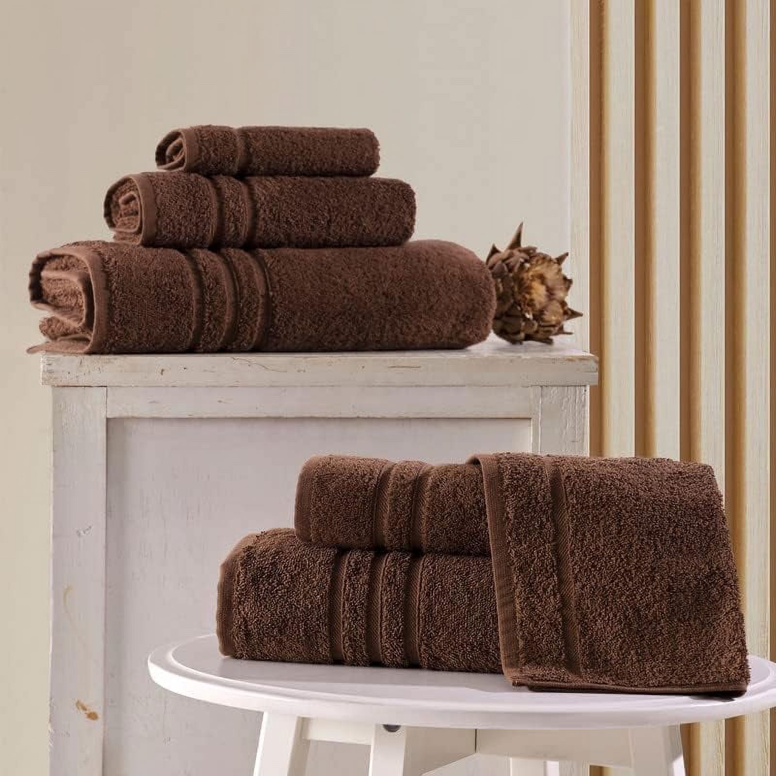 Hawmam Linen Bathroom Accessories - 6-Piece Bathroom Set - 100% Turkish Cotton - 2 Bath Towels, 2 Hand Towels, 2 Washcloths - High Absorbent, Quickdry, Plush - Dorm Room Essentials - Luxury 600 GSM