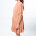 thumbnail image 5 of Elsie & Zoey Arissa Small Tuscan Clay Short Sleeve Crew Neck Tiered Panel Dress for Women, 5 of 5