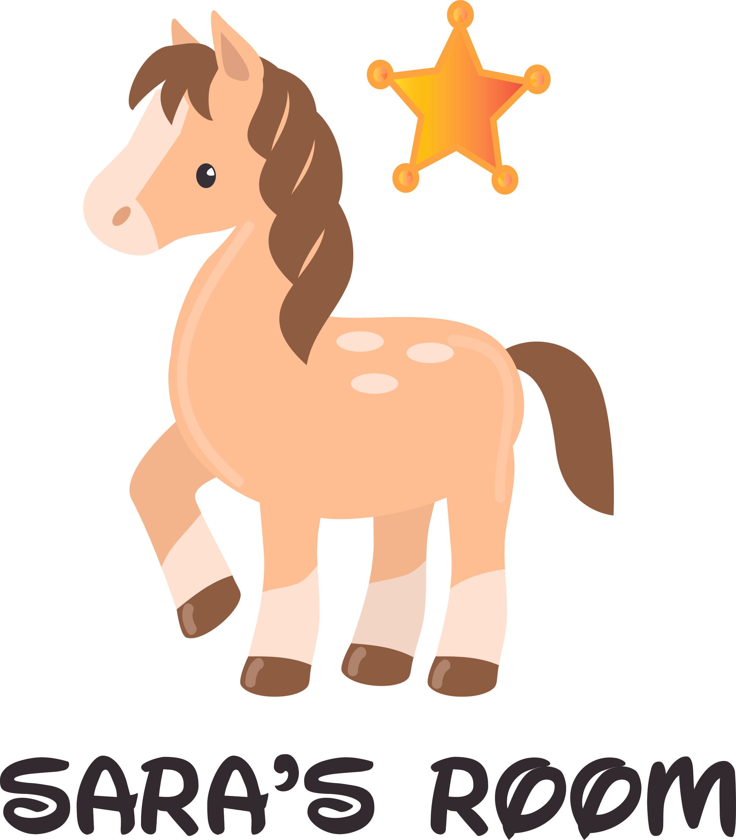 Wall Stickers Horse Cute Pony Girl Bed Kids Vinyl Poster Livingroom Decal Art 3D 
