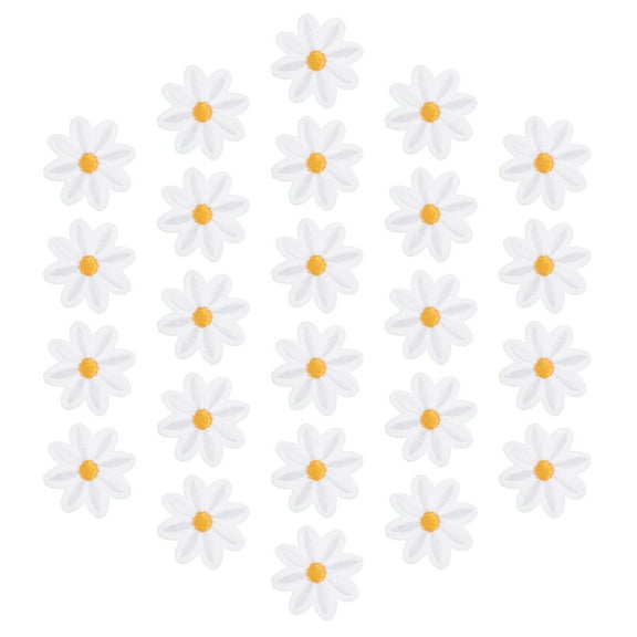 30Pcs Lovely Daisy Garment Patches Iron On Patches Daisy Flower Patches Embroidered Appliques
