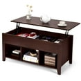thumbnail image 1 of Topbuy Lift Top Coffee Table with Lower Shelf and Hidden Storage Indoor Furniture Brown, 1 of 7