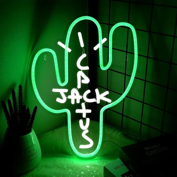 HvgeoQo Jack Cactvs Neon Sign 15.7 Inch LED for Wall Decor USB Adjustable Brightness Living Room Bars Pub Club Gatherings Art Wall Decor