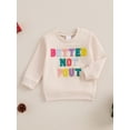 thumbnail image 3 of Suealasg Toddler Boy Girl Casual Sweatshirts 6M 12M 18M 24M 3T 4T Baby Boy Girl Letter Embroidery Crew Neck Long Sleeve Pullovers Tops Fall Loose Fit Clothes for Kids Girl Boy, 3 of 7