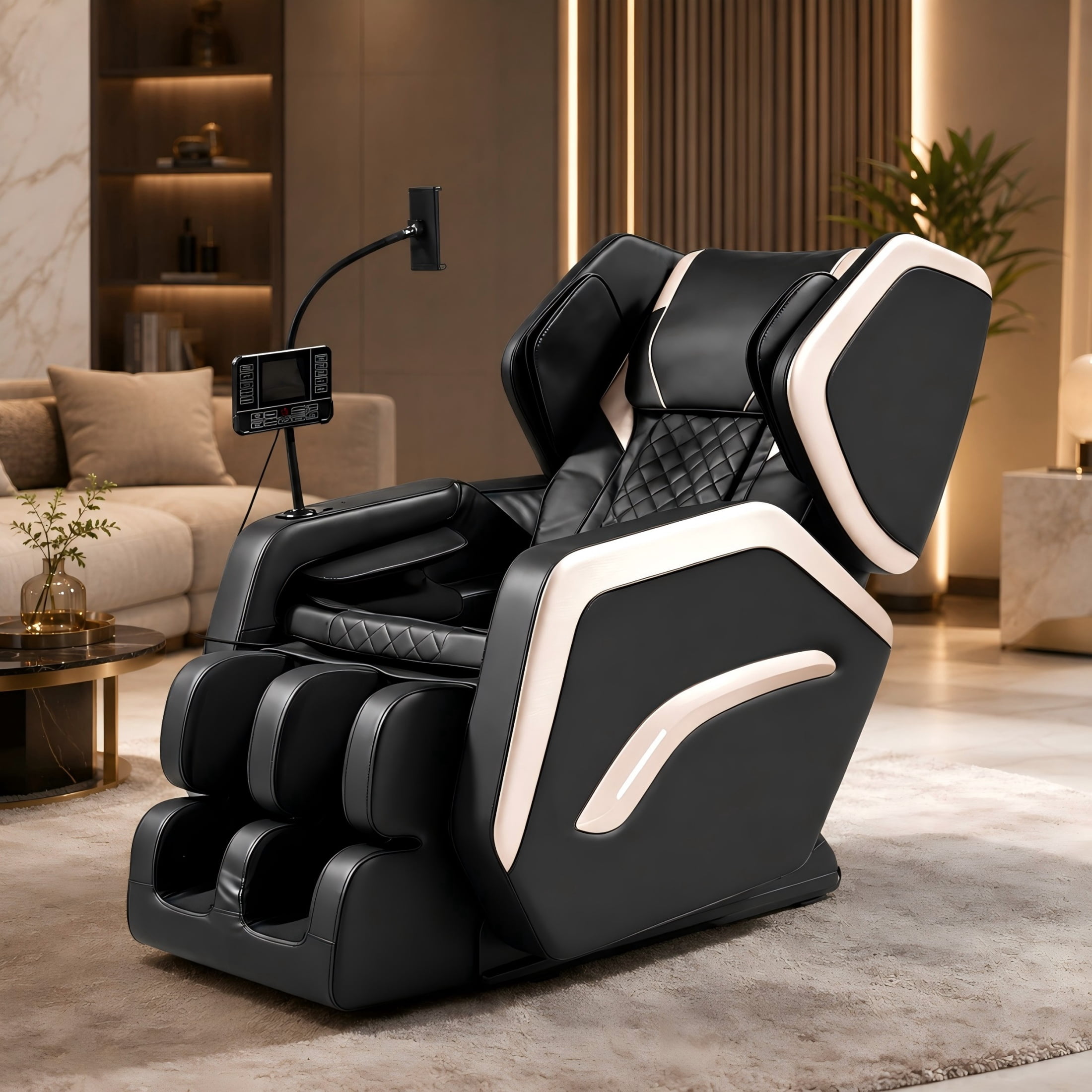 Aenkyo Full Body Zero Gravity Massage Chair Recliner with 8 Fixed Rollers, Foot Massage and Heating, Black