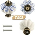 thumbnail image 2 of Ivory Pumpkin Knobs 12 Pack Ceramic Cabinet Knobs Vintage Drawer Pulls - Antique Dresser Pulls with Screws - Blue Petal, 2 of 13