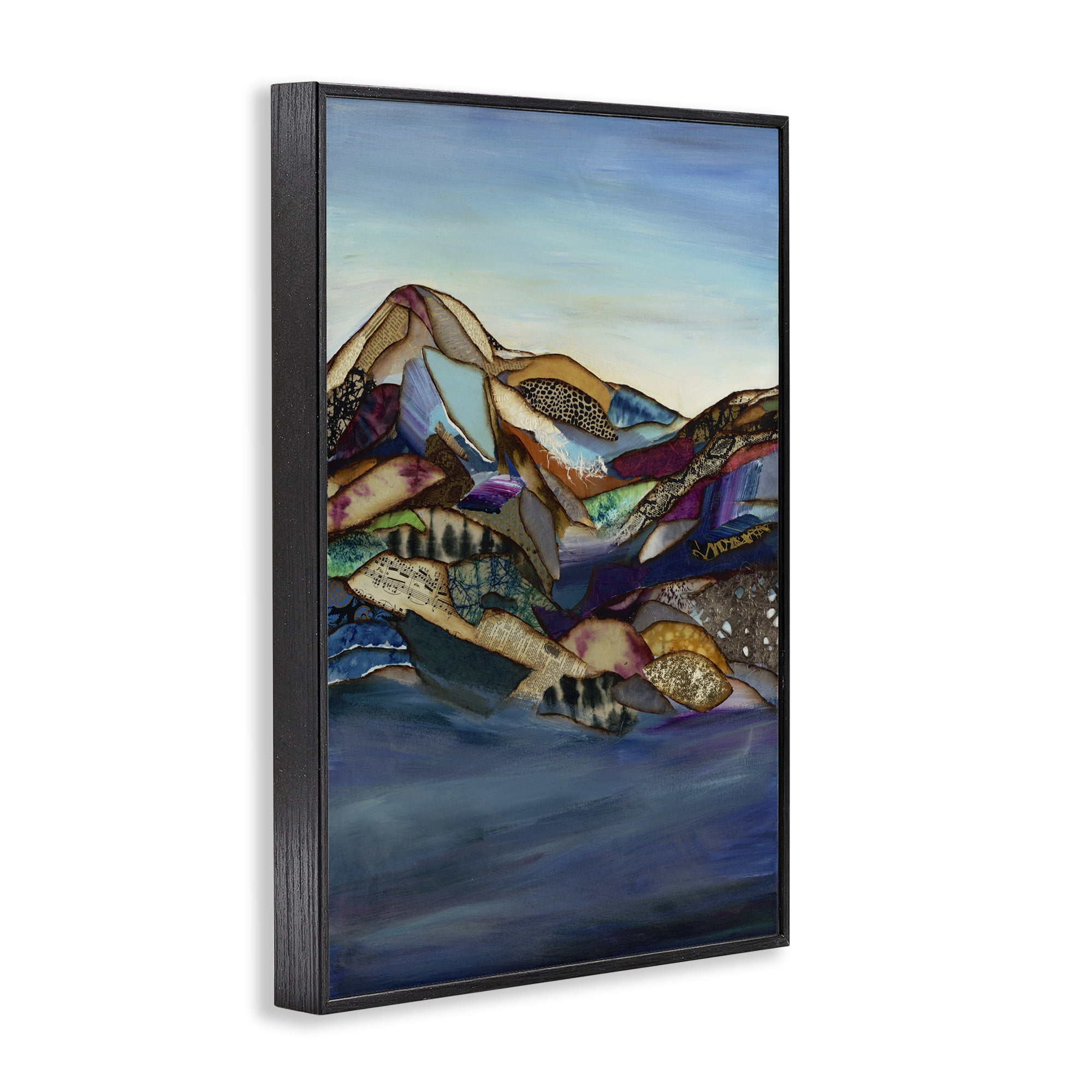 Stupell Industries Patchwork Collaged Mountains Black Framed Giclee Art, design by Van Horne-Borcherding