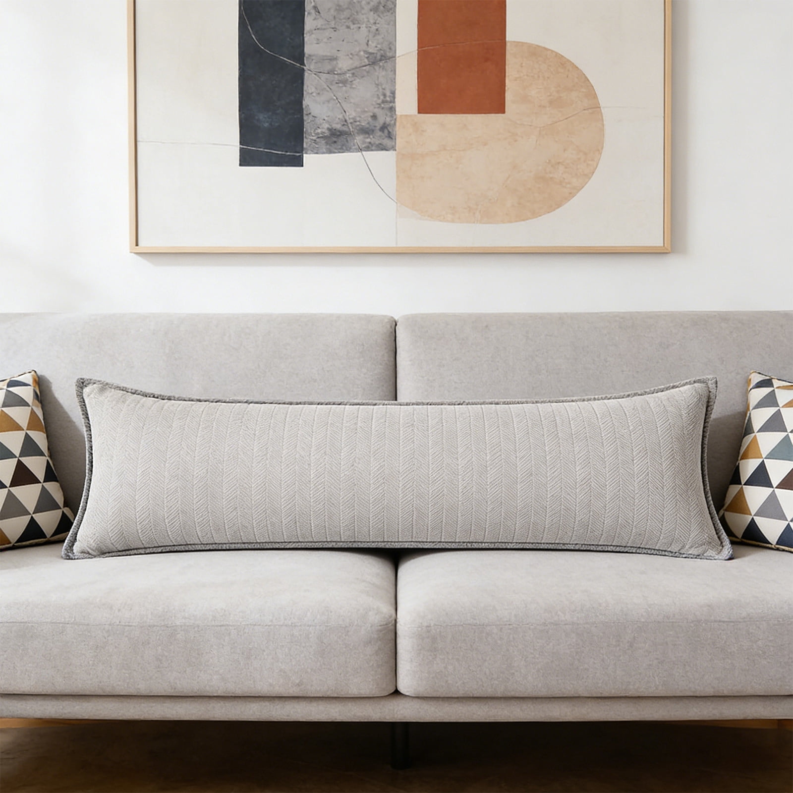Long Rectangular Pillow | Backrest Cushion for Sofa & Bed | Body Pillow for Sleeping & Lounging | Support Cushion with Removable Cover | Living Room & Bedroom Decor | 1 Piece