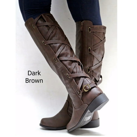 New Women 13-14 in. Slim Calf Width Buckle Riding Knee High Cowboy ...