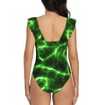 thumbnail image 6 of Yiaed Green Lightning Print Women's Ruffled One Piece Swimsuit V Neck Swimwear Slimming Monokini for Woman-XX-Large, 6 of 8