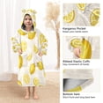 thumbnail image 4 of Wearable Blanket with Sleeves and Pocket Oversized Hooded Sweatshirt 3-14 YR Yellow Lemon Pattern S, 4 of 7