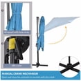 thumbnail image 3 of Parasol de Patio Offset Market, Turquoise, 8'x8', Design à Manivelle et Inclinaison, Rotation à 360°, 5 Angles Réglables, Mât en Aluminium, Polyester Résistant aux UV de 200g, Base Croisée Incluse, 3 of 7