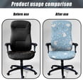 thumbnail image 4 of ZIATUBLES Desk Chair Cover Dustproof Soft Fit Universal Rotating Chair Slipcovers Removable Furniture Protector Cover with Snap Button, S, Cartoon Rabbit Butterfly Bow Flower Light Blue, 4 of 7