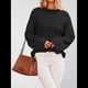 thumbnail image 4 of Suéteres de Cuello Redondo para Mujer, Conjuntos de Otoño, Suéteres de Punto con Cuello Redondo y Abertura Lateral, Tops de Moda. Negro XL, 4 of 10