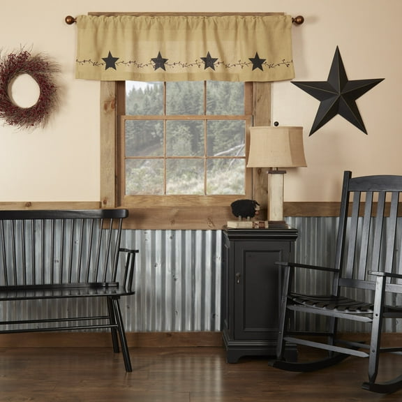 Star and Pip Burlap Valance 16x72