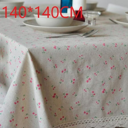 

BESHOM Square Tablecloth Table Cover Flower Pattern Dining Table Cloth w/Lace