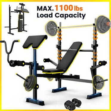 Weight Bench Set,Blacksmith Foldable 1100lbs 6-In-1 Workout Bench Press with Squat Rack Leg Developer Preacher Curl Butterfly Arms,Gym Exercise Equipment Bench for Full Body Home Gym