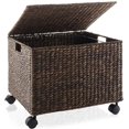 thumbnail image 4 of HLL Rolling Filing Cabinet, Espresso - Water Hyacinth File Organizer with Lid and Locking Wheels, Home Office Storage for Hanging Folders, 4 of 15