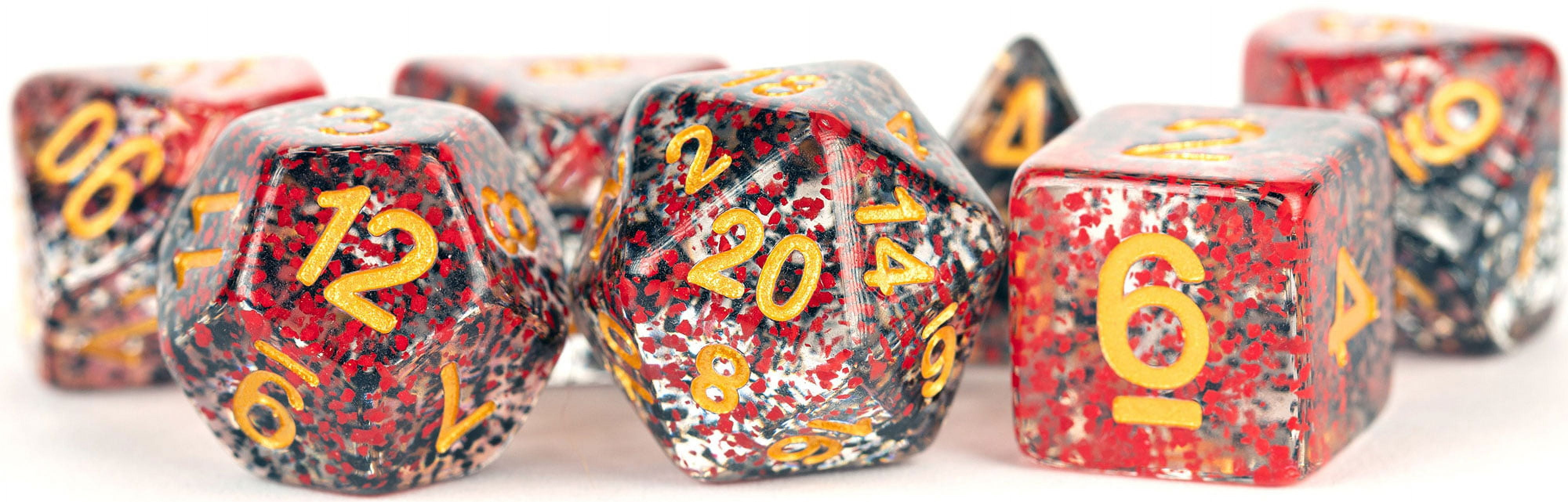 Metallic Dinosaurier Würfel-Set – 7-teiliges Polyeder-Set In Silber Mit Dino-Gravur | 16 Mm RPG & Tabletop Würfel