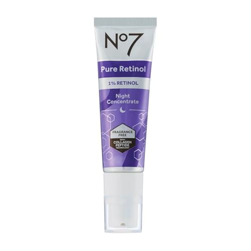 No7 Pure Retinol 1 Concentré de Nuit Sérum Anti-Rides au Rétinol avec Peptides de Collagène Niacinamide pour une Peau Plus Jeune et Raffermissante Sérum Visage pour Ridules et Rides 30ml