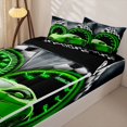 thumbnail image 3 of Castle Fairy Vivid Green Racer Zipper Full Size Comforter Sets with Fitted Sheet and 2 Pillowcases,Racing Meter Icon Zipper Bedding Set for Bedroom,Emerald Dark Hue,4pcs,Black Reversible, 3 of 6