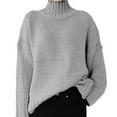 thumbnail image 3 of QUYUON Womens Long Cardigan Sweaters Clearance Women's Turtleneck Oversized Sweaters Fall Long Sleeve Tunic Pullover Sweater Knit Tops Casual Loose Winter Warm Thick Sweater Jumper Shirts Gray M, 3 of 6