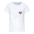 thumbnail image 2 of MIXUE Tween Girls Tops & T-Shirts Summer Heart Print Round Neck Short Sleeve Loose Casual Tee Shirts Streetwear,White,10-11 Years, 2 of 4