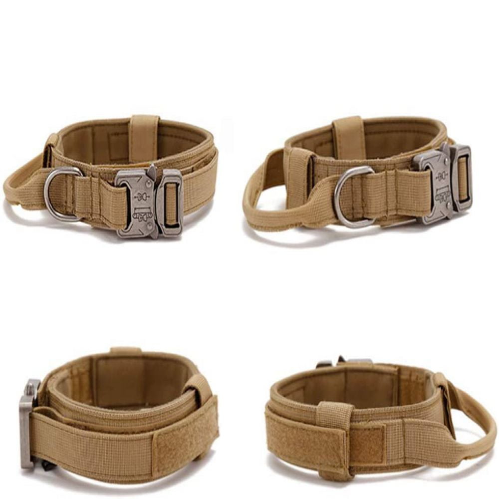 Tactical Dog Collar with Control Handle Adjustable Military Nylon Collar, Metal Buckle, Padded for Medium Large Dogs, Training