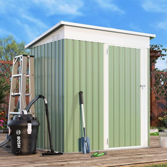 YODOLLA 5 x 3 ft. Outdoor Metal Steel Storage Shed with Sliding Roof & Lockable Door for Backyard, Garden,Green