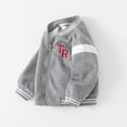 thumbnail image 5 of CAICJ98 Kids Boys Baseball Jacket Toddler Varsity Fleece Letterman Coat Vintage Bomber Casual Button Outerwear with Pockets Boys Baseball Jacket (Grey,4-5 Years), 5 of 5