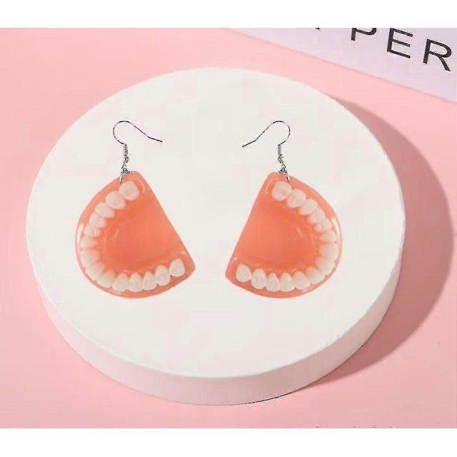 Pendientes con forma de diente con colgante exagerado, creativos, hechos a mano, divertidos y modernos ------Código de producto 60814