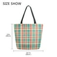 thumbnail image 5 of FORMRS Womens Canvas Tote Bag with Zipper Inner Pocket Shoulder Handbag, Red Green Tartan Pattern, 5 of 7