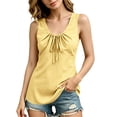 thumbnail image 4 of Ruimatai Womens Casual Sleeveless Tank Tops V Neck Drawstring Ruched Shirts Loose Fit Curved Hem Summer Blouses, 4 of 6