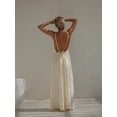 thumbnail image 3 of Vestido largo sexi liso con espalda descubierta y cordones para mujer, vestido elegante con cuello redondo sin mangas, batas holgadas, ropa informal para vacaciones en la playa, 3 of 5