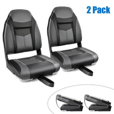 YYAo Fishing Boat Seat, Boat Seat, Boat Chair Boat Captain Chair,High Back Folding Boat Seats with Black Grey Sponge Cushion and Flexible Hinges-Set of 2