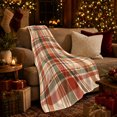 thumbnail image 3 of Retro-Boho Plaid Pumpkin, Peaceful Artistic Scene, Warm Flannel Blanket for Ranch House and Living Room with Detailed Artwork, Animal Lovers Thanksgiving Gift, Artistic Home Decor, 3 of 9