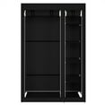 thumbnail image 4 of 67 Inch Black Portable Clothes Closet, Non-Woven Fabric Steel Tube PP Plastic Storage Wardrobe with 6 Shelves & Hanging Rod, Space Saving for Small Room Walk-in Closet, 4 of 12