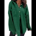 thumbnail image 3 of Sudadera Holgada de Larga para Mujer, Informal, con Botones y Capucha, con Bolsillo. Verde XXL, 3 of 6