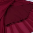 thumbnail image 5 of ranrann Women's Lyrical Chiffon Ballet Dance Leotard Flowy Dress Gymnastics High-Low Skirted Dress Wine Red L, 5 of 6