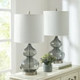 thumbnail image 6 of 510 Design Curved Glass Table Desk Lamp Set of 2 with Drum-shaped Shade and Bottle-Gourd Body, Gray, 6 of 6