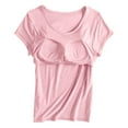 thumbnail image 5 of Elainilye Fashion Women's Pajama Homewear with Chest Pads Wireless Bottom Underwear Yoga Athletic Vest T-shirt Loungewear,Pink, 5 of 7
