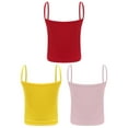thumbnail image 2 of CHICTRY 3Pcs Kids Girls Ribbed Camisole Tank Vest Spaghetti Straps Sports Dance Tops Basic Plain Undershirts Pink&Yellow&Red L, 2 of 4