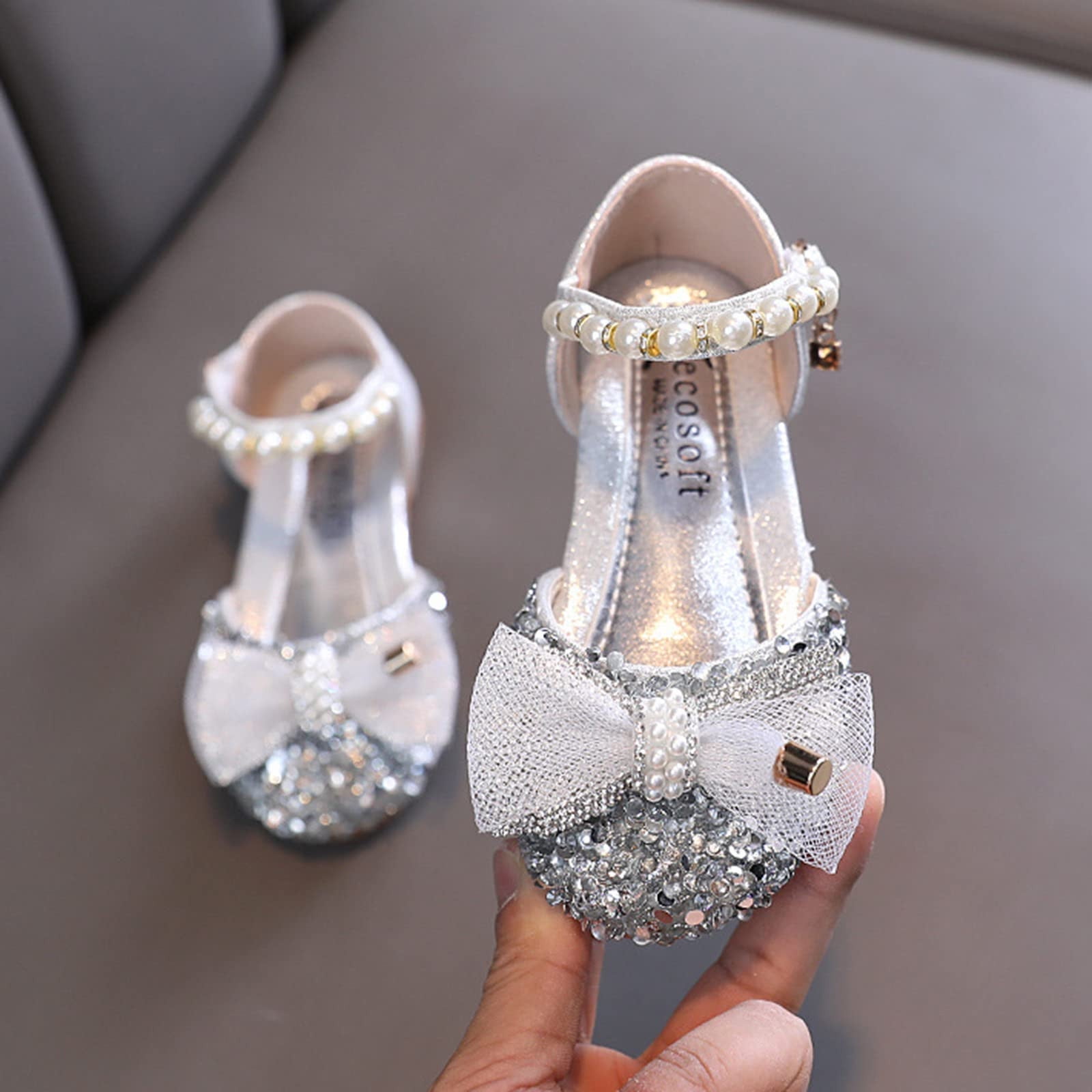 Clearance Mrasaso Kids Shoes Fashion Summer Girls Sandals Dress Performance Dance Shoes Sequin Pearl Mesh Bow Buckle Princess Shoes Walmart