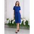 thumbnail image 3 of DARING DIVA Tie Waist Short Sleeve Boat Neck Knee Length Dress S Royal Blue, 3 of 6