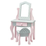 Olivia's Little World - Polka Dots Princess 18 Inch Doll Vanity Table and Stool Set, Grey
