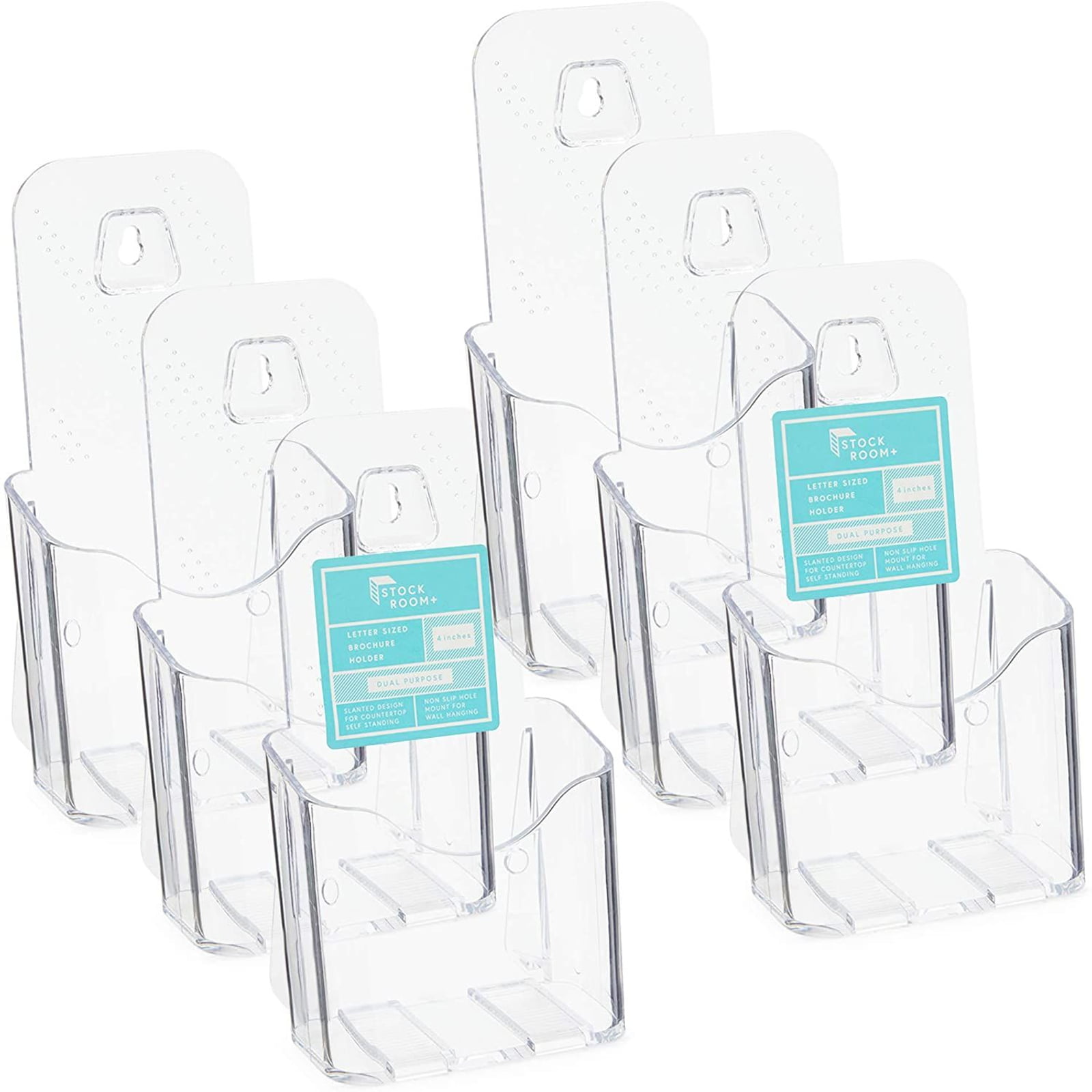 Lot of 6 Acrylic Literature Brochure Holder for 4inch wide Tall Boys 