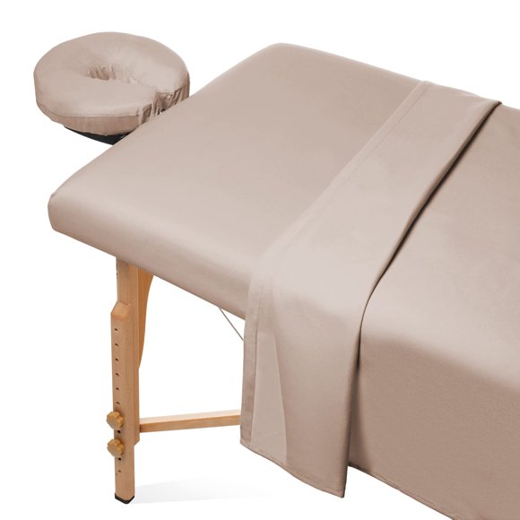 Juego de sábanas para mesa de masaje Saloniture, microfibra, 3 piezas, arena