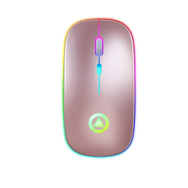 Ratón con Retroiluminación LED, Ratón Delgado Silencioso Recargable de 2,4 GHz, Ratón óptico de 1600 DPI con Receptor USB para PC Y Portátil , Blanco B- Hugo Ratón inalámbrico recargable