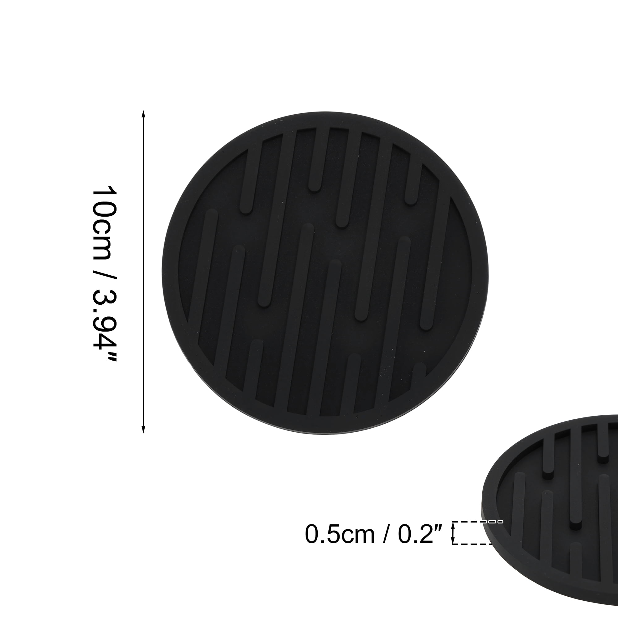 Unique Bargains Water-repellent Stripes Drink Coaster Set Black