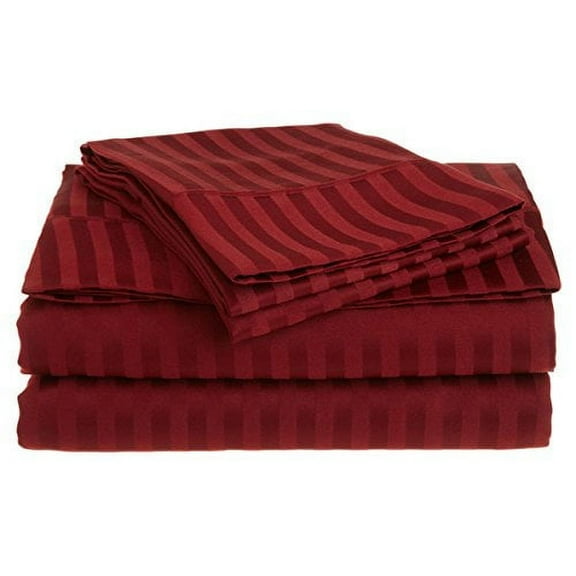Home Design 1800 Series Luxurious Hotel Stripe Sheet Sets (Full,Burgundy)